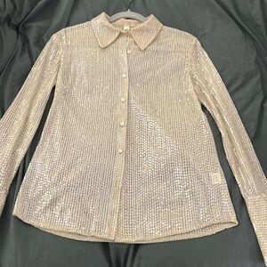 Rat & Boa Celine Sequin Shirt in Nude